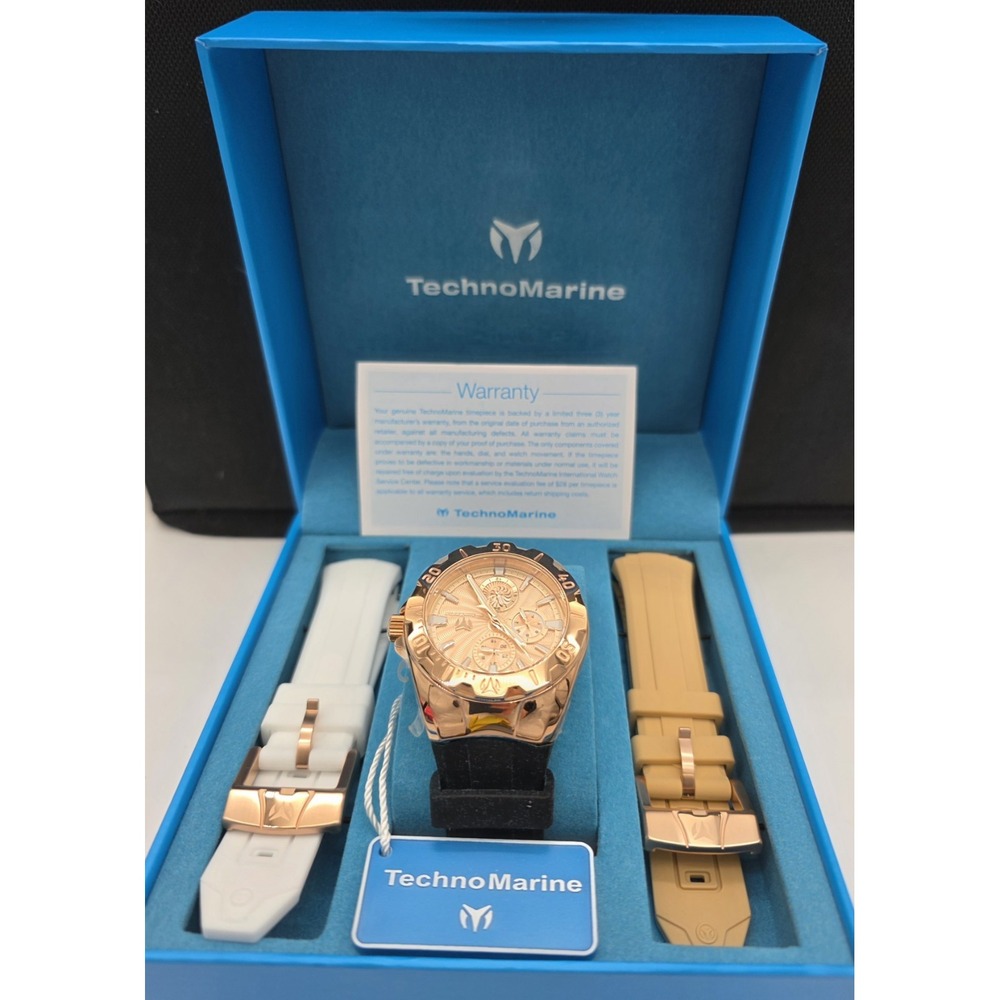 NEW🔥🔥🔥TechnoMarine Cruise Unisex Watch 40mm Black White Brown Straps #0361‎